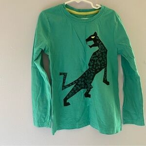Tea Collection Long Sleeved Size 7 Green Tee with Jaguar Screenprint